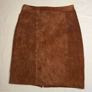 Global Identity brown suede 100% leather 21" skirt size junior's‎ 5/6